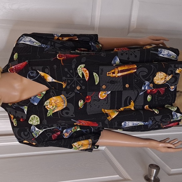 Vintage Cocktail Button-Down Short-Sleeve Dress Shirt by Paradise Found Hawaii - Picture 1 of 6